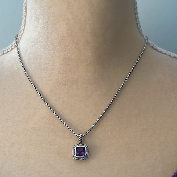 David Yurman Petite Albion Pendent Necklace with Amethyst  and Diamond SS - Picture 3 of 10